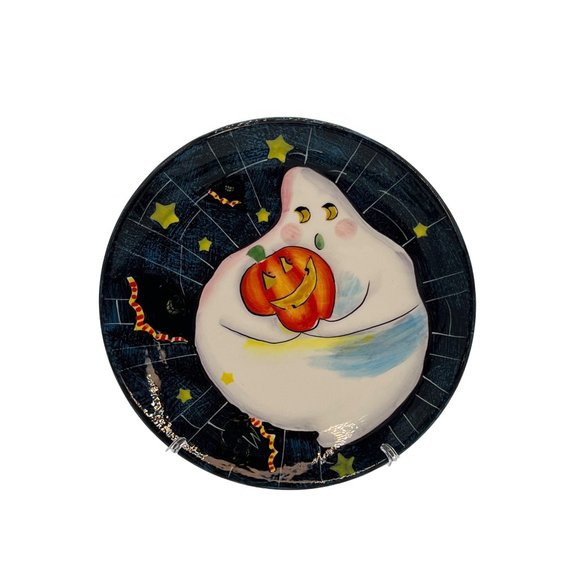 Certified International Halloween Ghost w/Pumpkin Halloween Plate by Susan Winge - Picture 2 of 2
